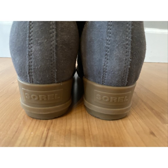 Sorel Grey Evie Suede Lace Up Wedge Ankle Boots Women's Size 10 EUC - Picture 9 of 14